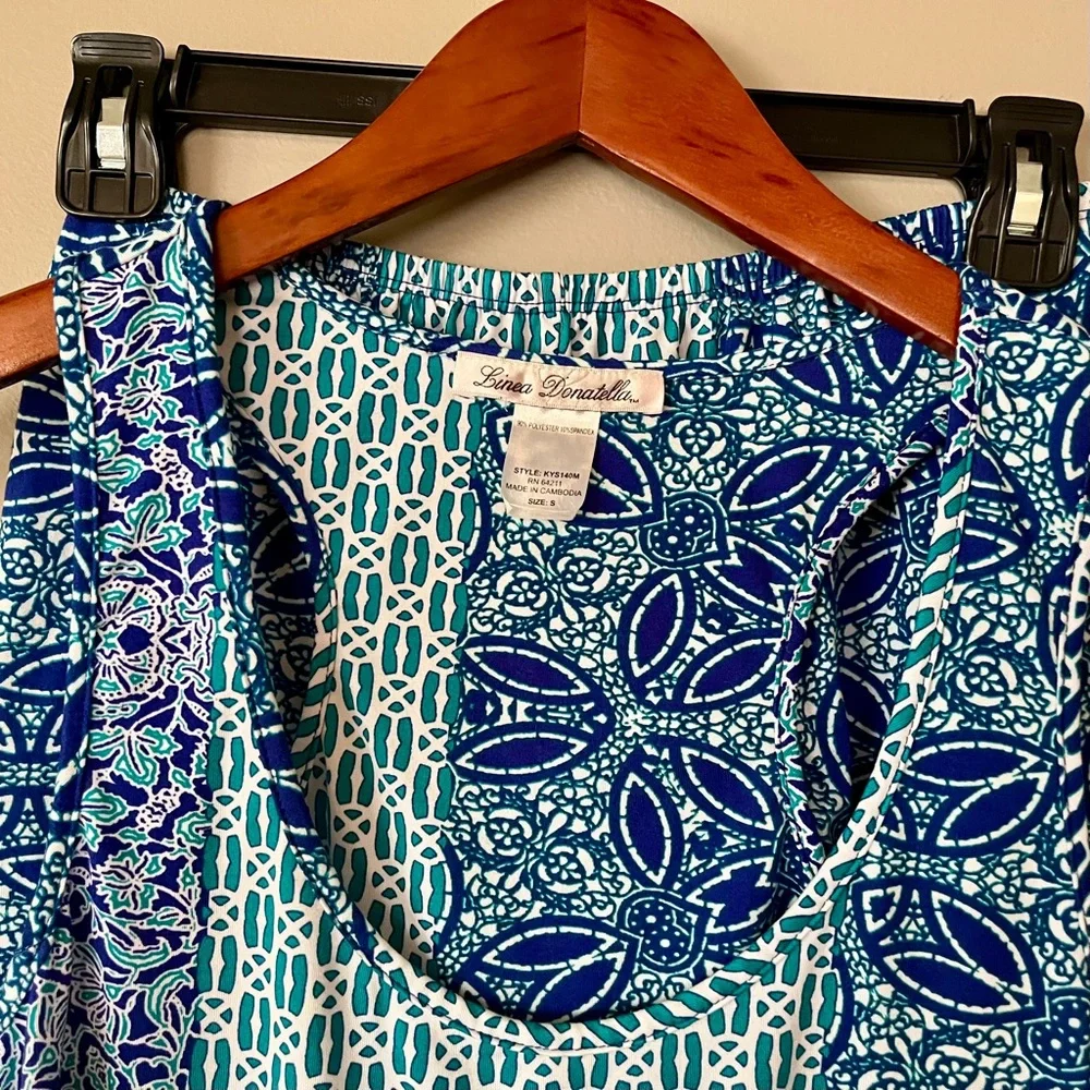 Linea Donatella Blue Teal Print Tank & Shorts Lounge Set S